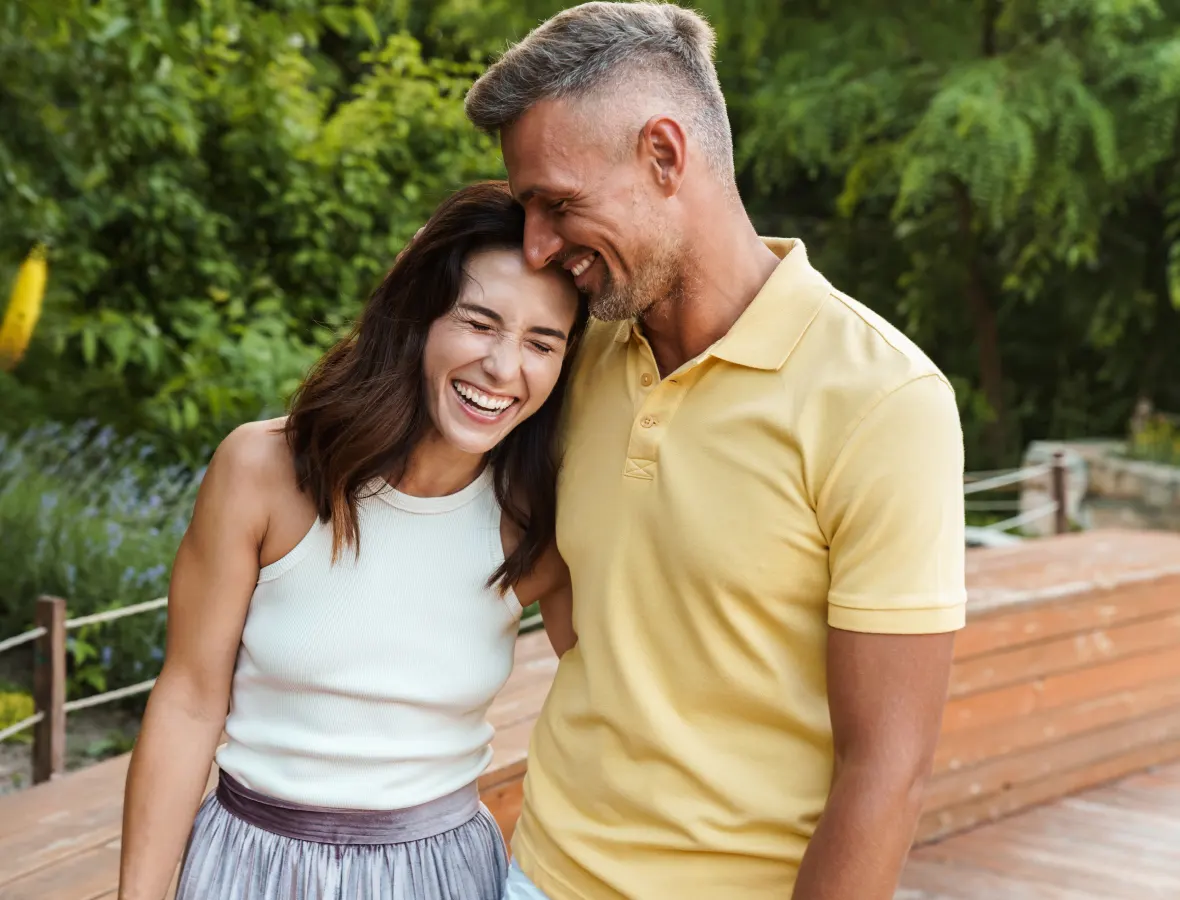 couple walking together in the park