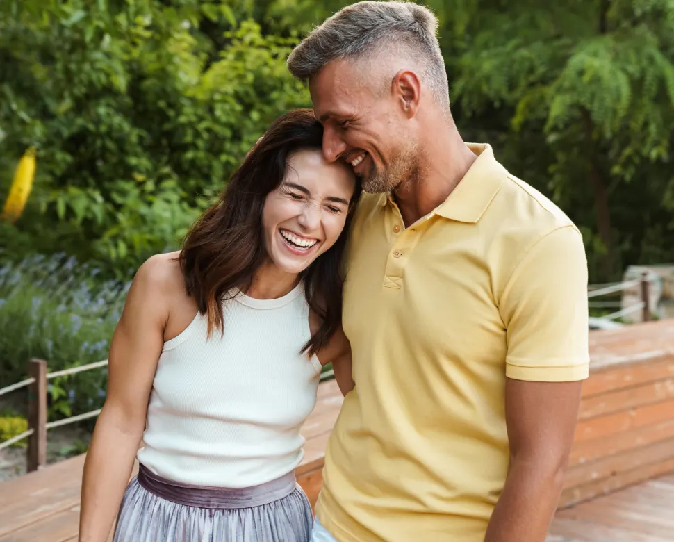 couple walking together in the park