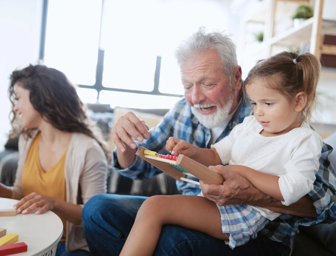 Grandpa playing with his grandkids