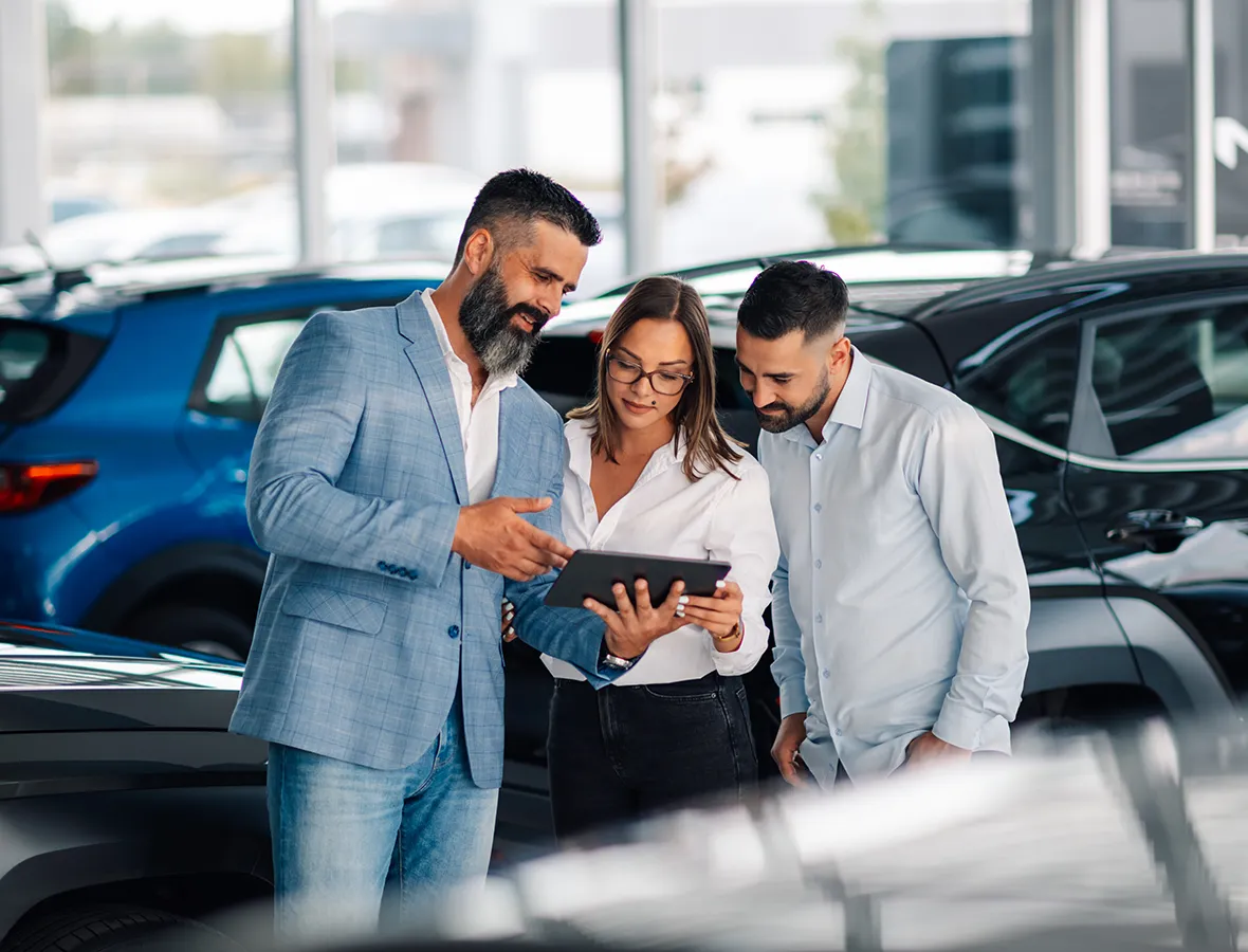 Couple shopping for new car