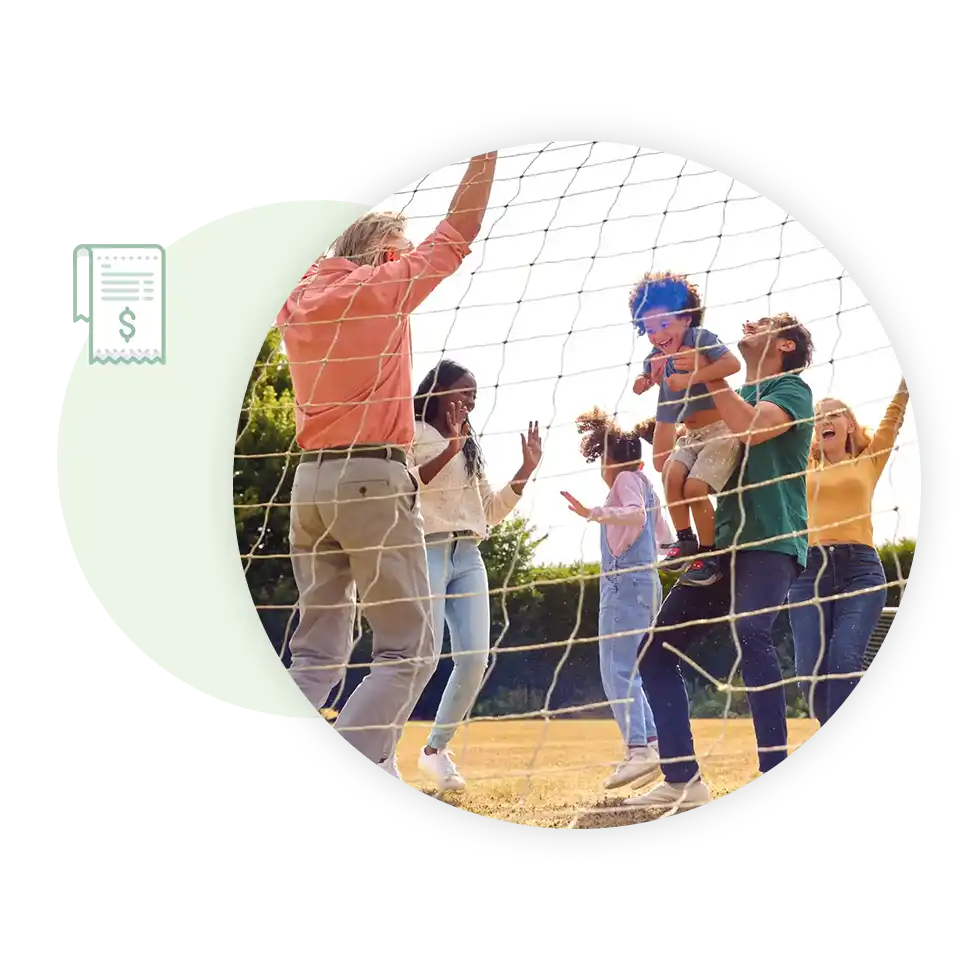 family playing volleyball