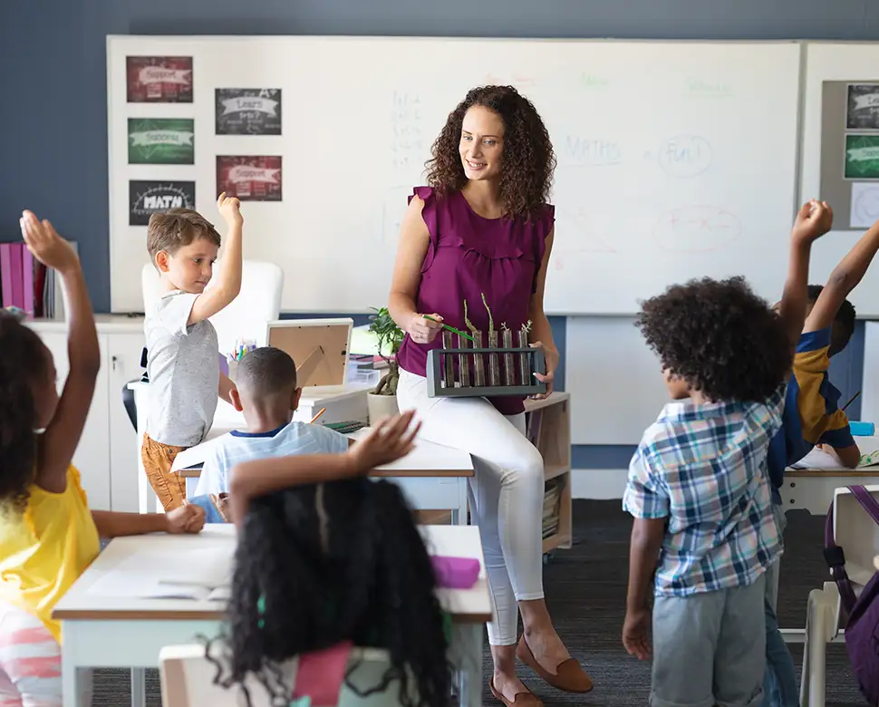 Teacher with kids in classroom