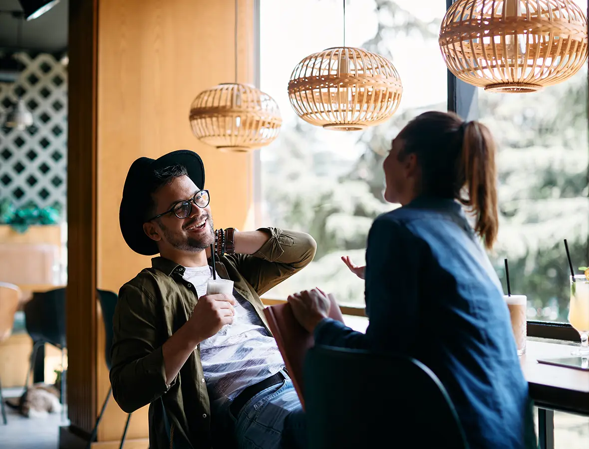 couple sitting in coffee shop