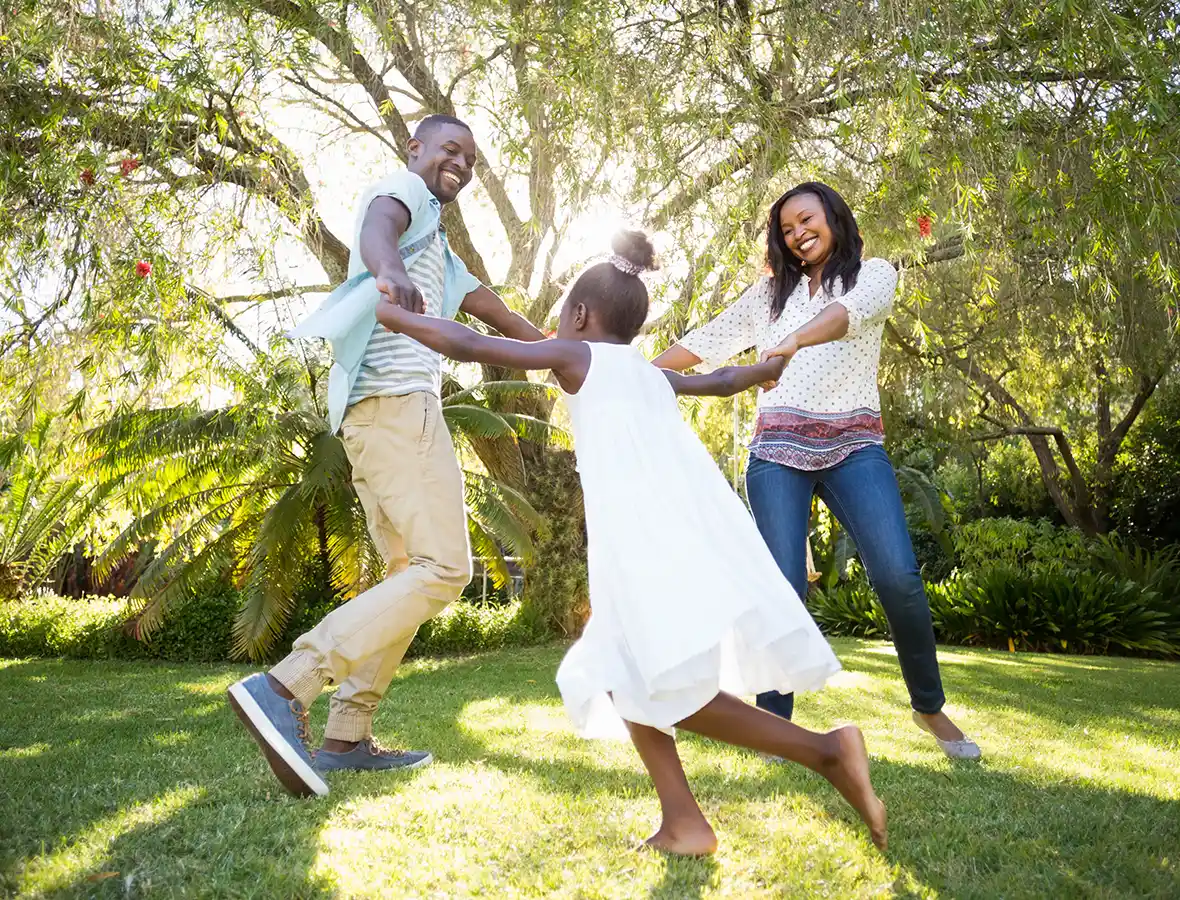 Family playing in the park